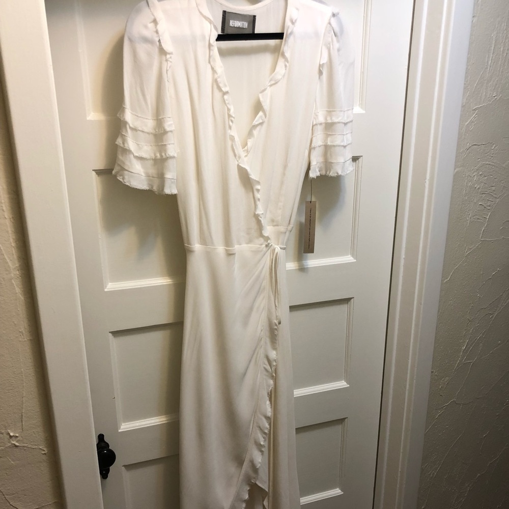 NEW Reformation White Wrap Dress WITH TAGS